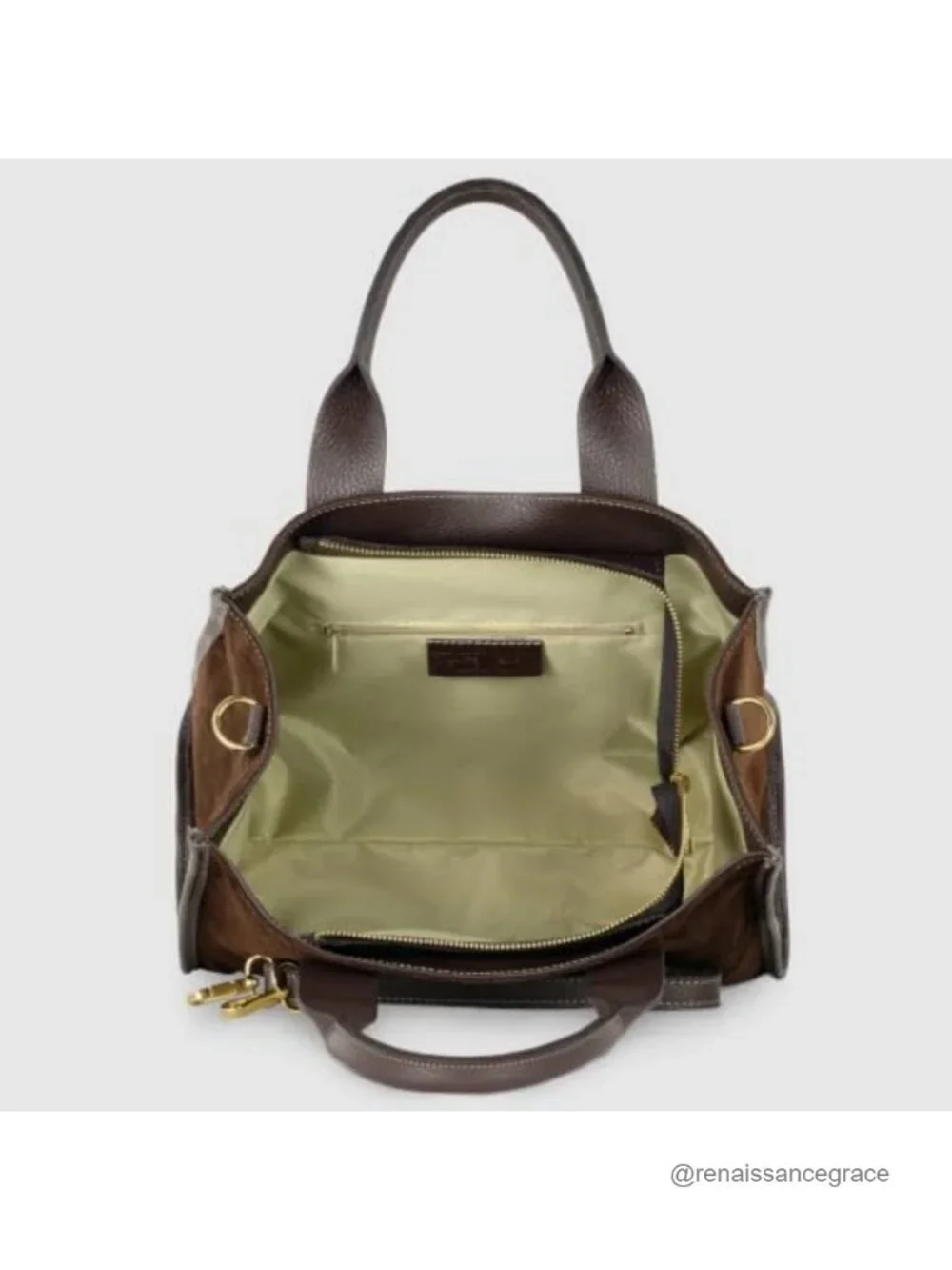 Genuine Suede Tote Bag Italian Made Structured Medium Shoulder Purse with